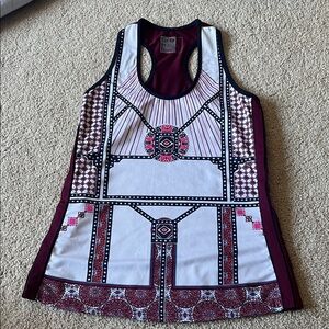 Lucky in Love  Maroon, White & Pink Printed Racerback Tank